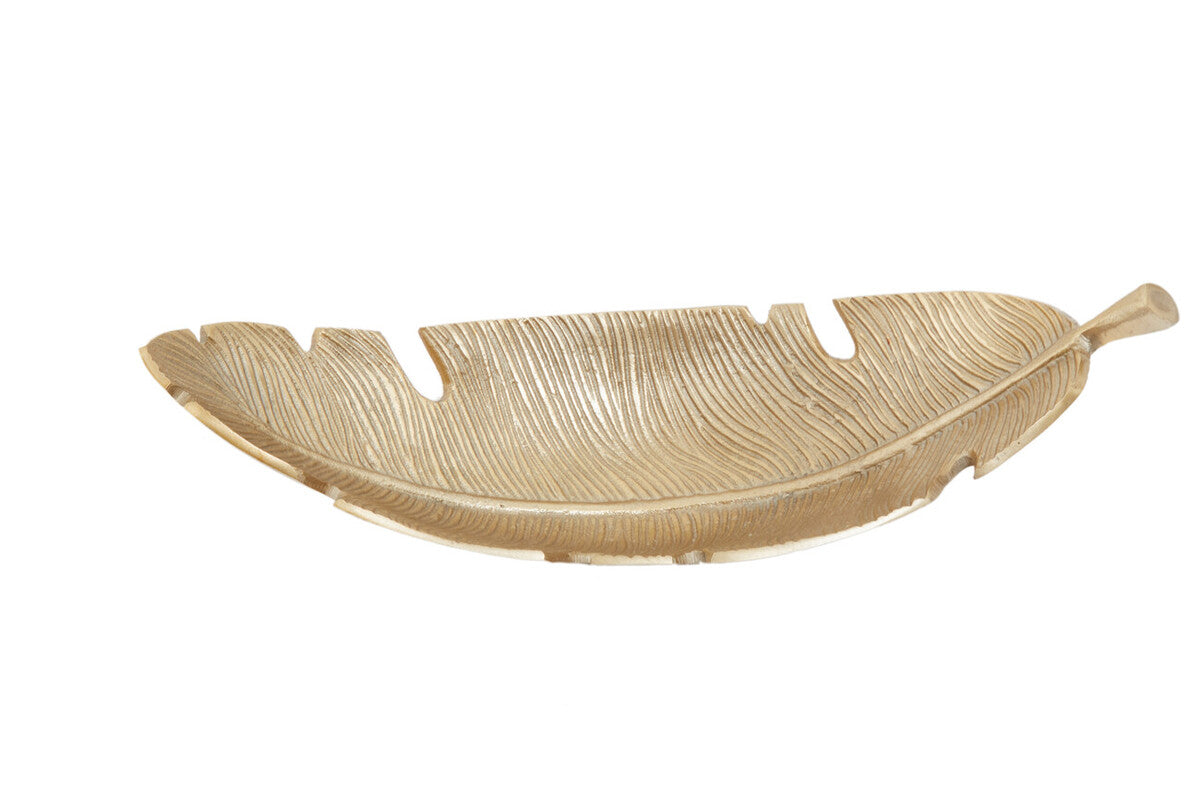 Prato Gold Finish Curved Leaf Dish