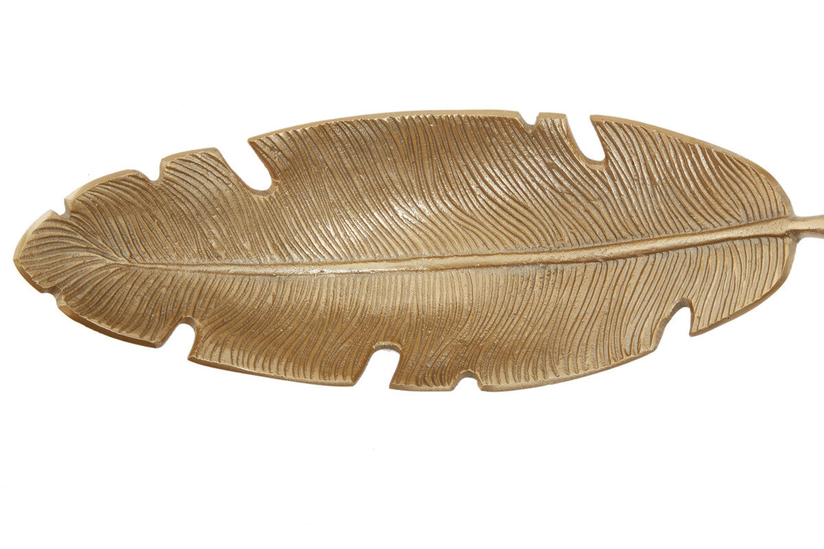 Prato Gold Finish Curved Leaf Dish