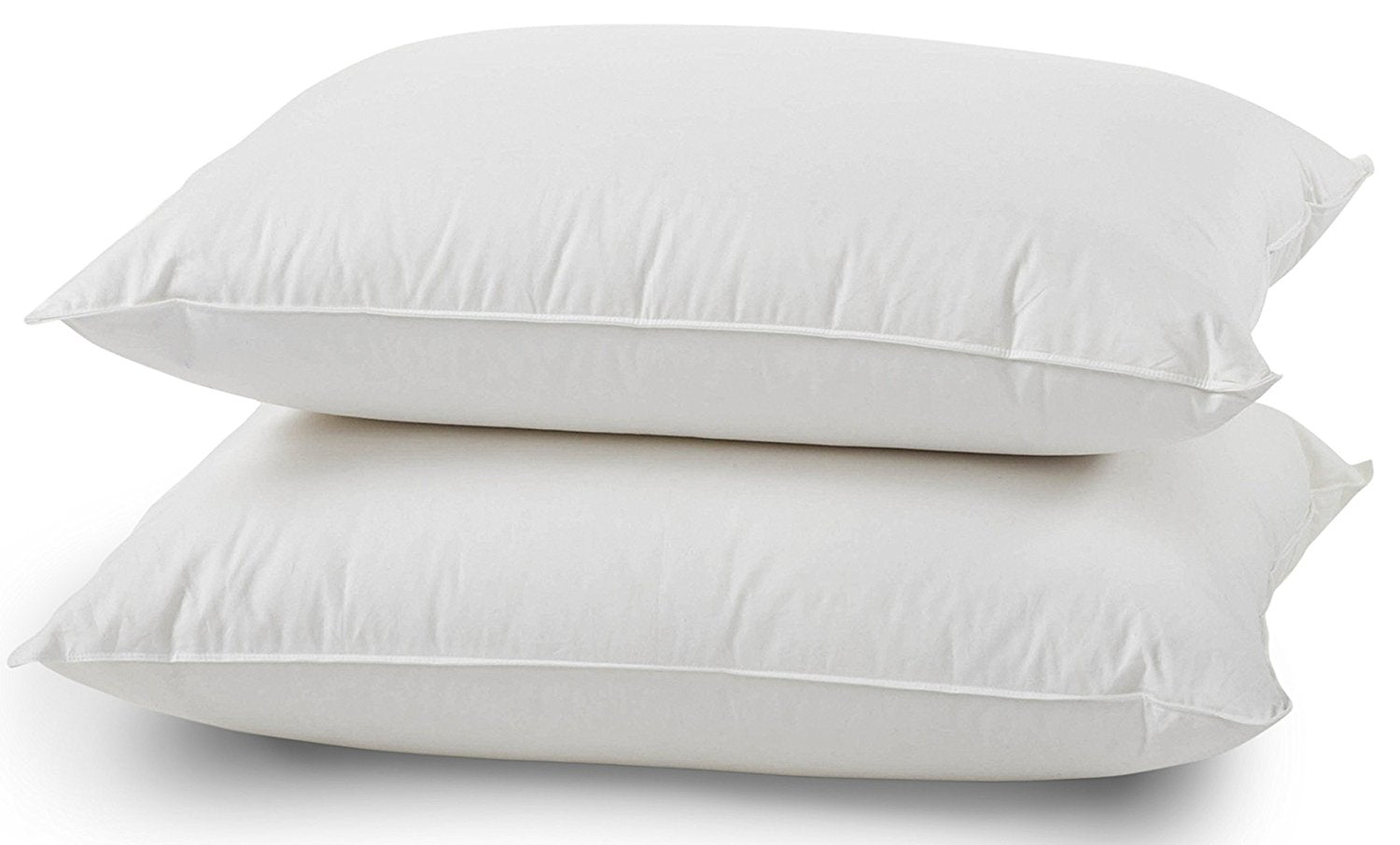 Two white rectangular pillows with soft plush texture and subtle stitching premium hypoallergenic microfibre pillow