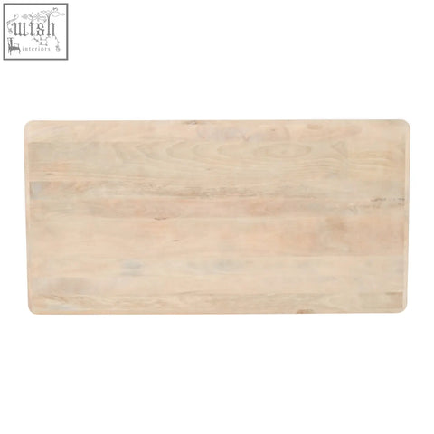 Rectangular wooden cutting board with natural grain on light mango wood for preston mango wood dining table use