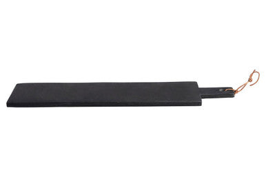 Black rectangular preto large slate paddle chopping board with copper handle and loop for serving and cutting