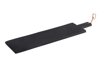 Black rectangular preto large slate paddle with copper handle for chopping and serving food