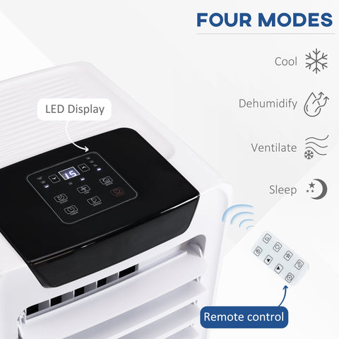 HOMCOM 10000 BTU Air Conditioning Unit, 3-in-1 Portable Air Conditioner, Dehumidifier, Cooling Fan with Remote Control, LED Display, 2 Speeds, 24H Timer, Window Venting Kit, 18m\'c2\'b2