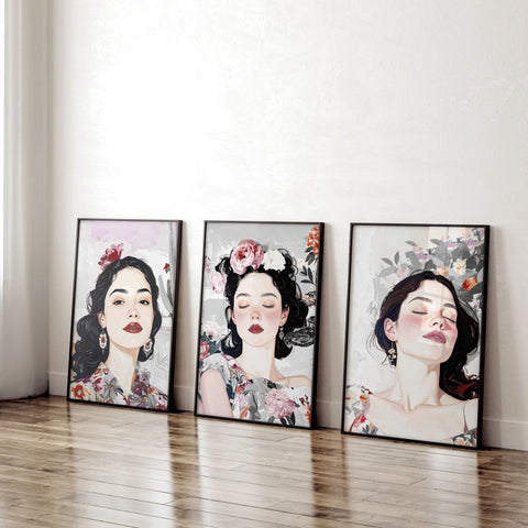 Print Sets Of 3 | Set of 3 Boho Women Wall art Prints