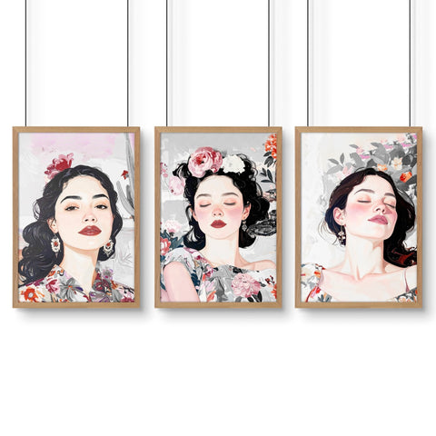 Print Sets Of 3 | Set of 3 Boho Women Wall art Prints