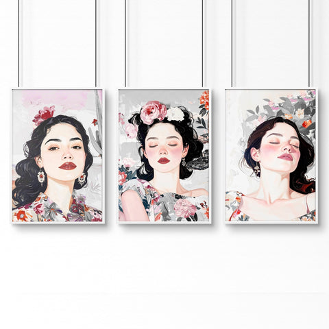 Print Sets Of 3 | Set of 3 Boho Women Wall art Prints