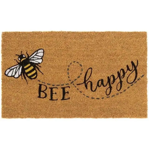 Printed Coir Doormats 45x75 cm - Bee Happy - Doormat