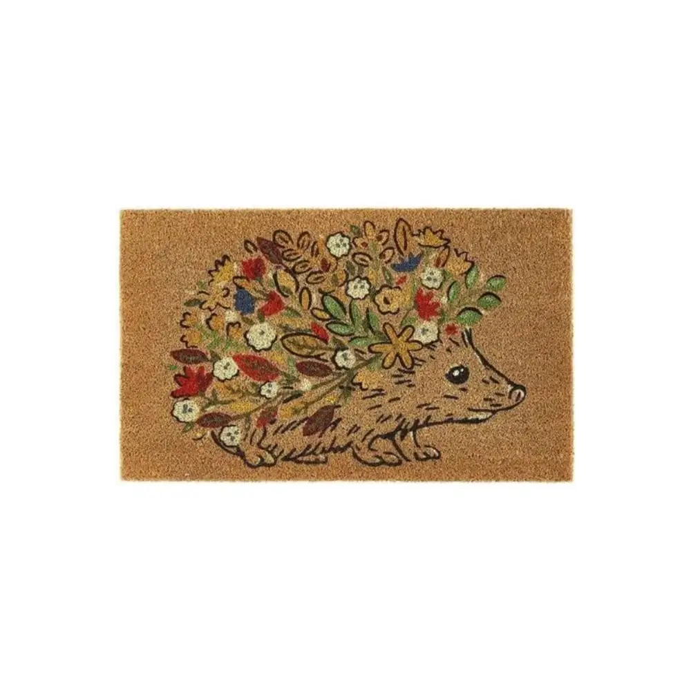 Printed Coir Doormats 45x75 cm - Floral Hedgehog - Doormat