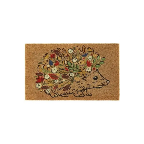 Printed Coir Doormats 45x75 cm - Floral Hedgehog - Doormat