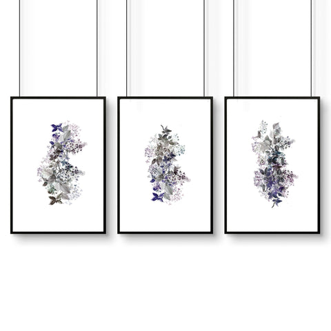 Prints for bedrooms | set of 3 Shabby Chic Floral wall art