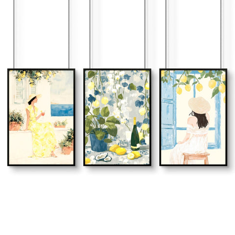 Prints of Lemons | Set of 3 Italian Lifestyle Wall art Prints