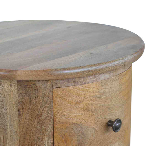3-Drawer Drum Storage Bench | Oak Solid Mango Wood
