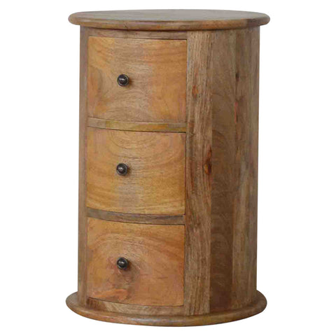 3-Drawer Drum Storage Bench | Oak Solid Mango Wood