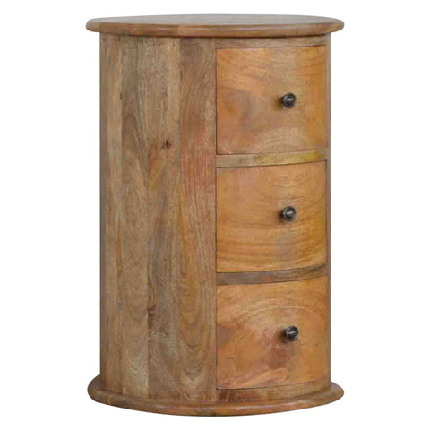 3-Drawer Drum Storage Bench | Oak Solid Mango Wood