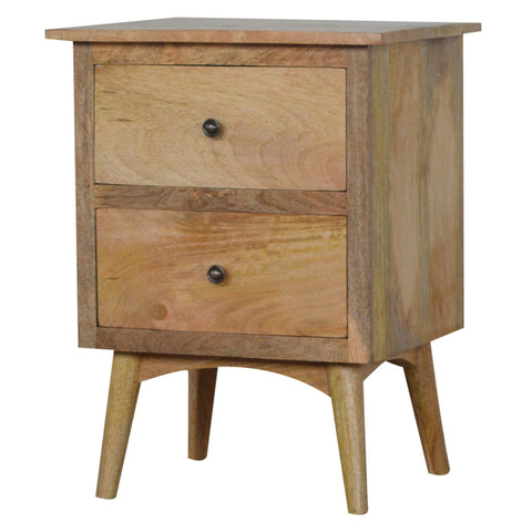 Nordic Style Bedside with 2-Drawers Bedside Table | Oak Mango Wood