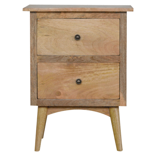 Nordic Style Bedside with 2-Drawers Bedside Table | Oak Mango Wood