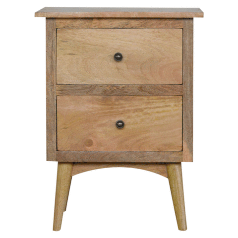 Nordic Style Bedside with 2-Drawers Bedside Table | Oak Mango Wood