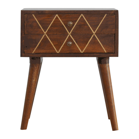 Geo Brass Inlay Bedside Table