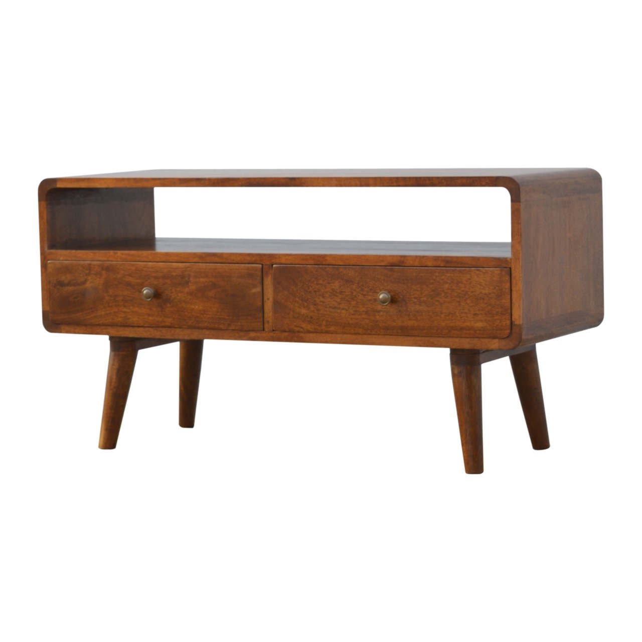 Curved Chestnut Chest of Drawers