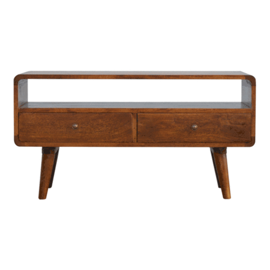 Curved Chestnut Chest of Drawers