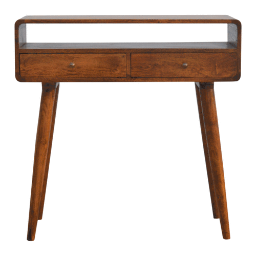 Curved Chestnut Chest of Drawers
