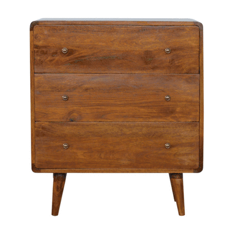 Curved Chestnut Chest of Drawers | Linen