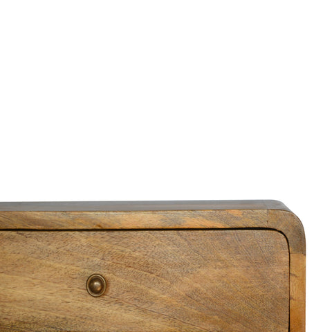 Floating Curve Open Slot Bedside Table | Oak-Ish Mango Wood Wall-Mounted