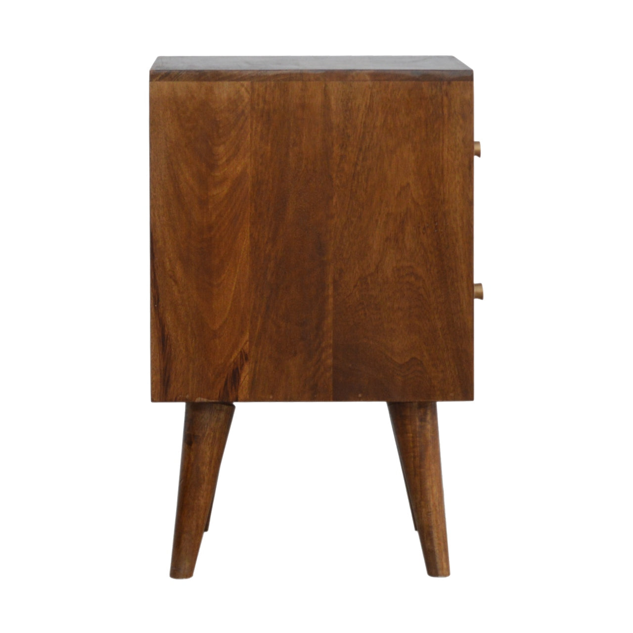 Chestnut Cube Carved Bedside Table | Hand-Carved