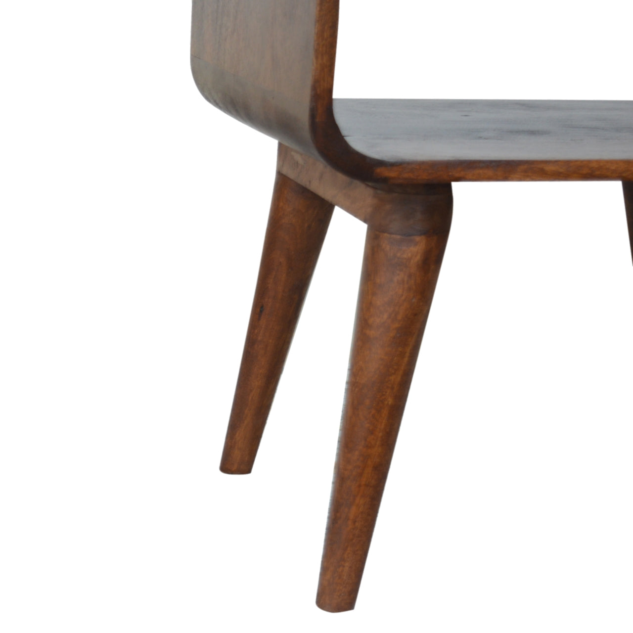 Curved Open Chestnut Bedside Table | Open Shelf