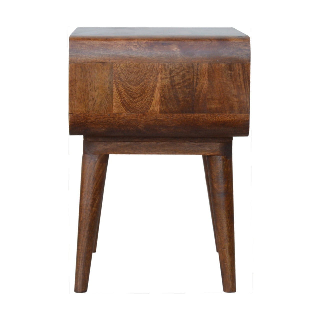 Curved Open Chestnut Bedside Table | Open Shelf