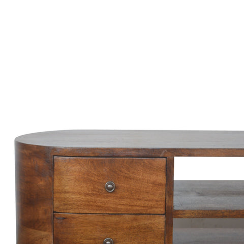 Chestnut Rounded Entertainment Unit Chest of Drawers