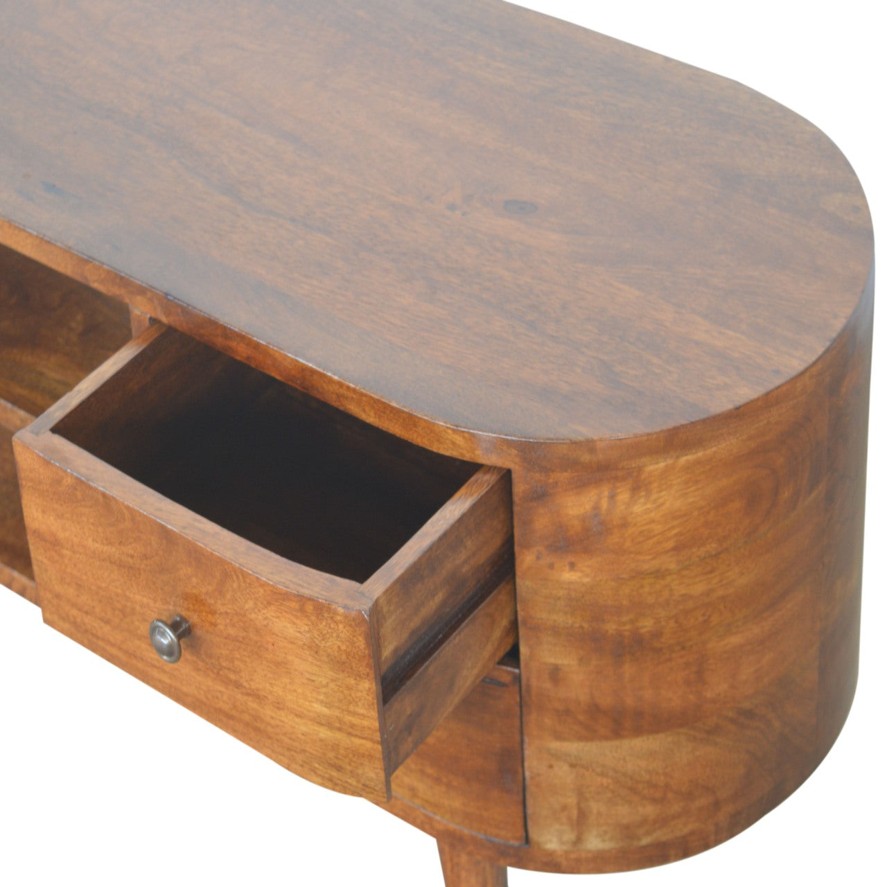 Chestnut Rounded Entertainment Unit Chest of Drawers