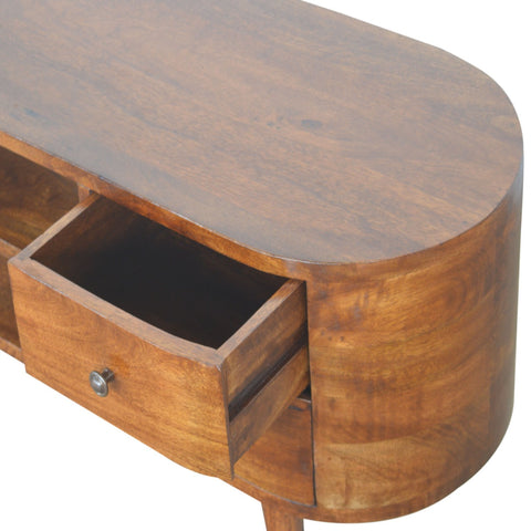 Chestnut Rounded Entertainment Unit Chest of Drawers