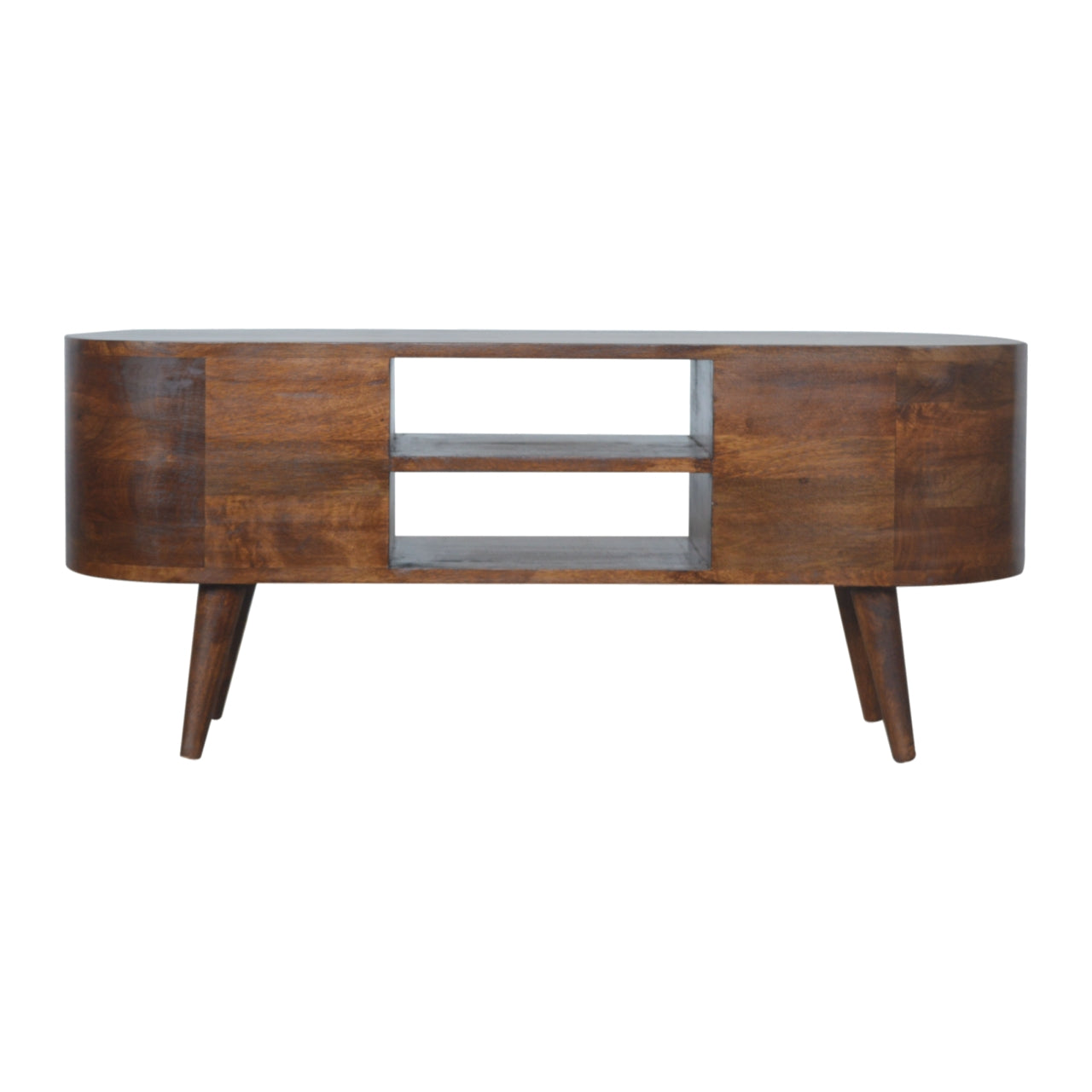 Chestnut Rounded Entertainment Unit Chest of Drawers