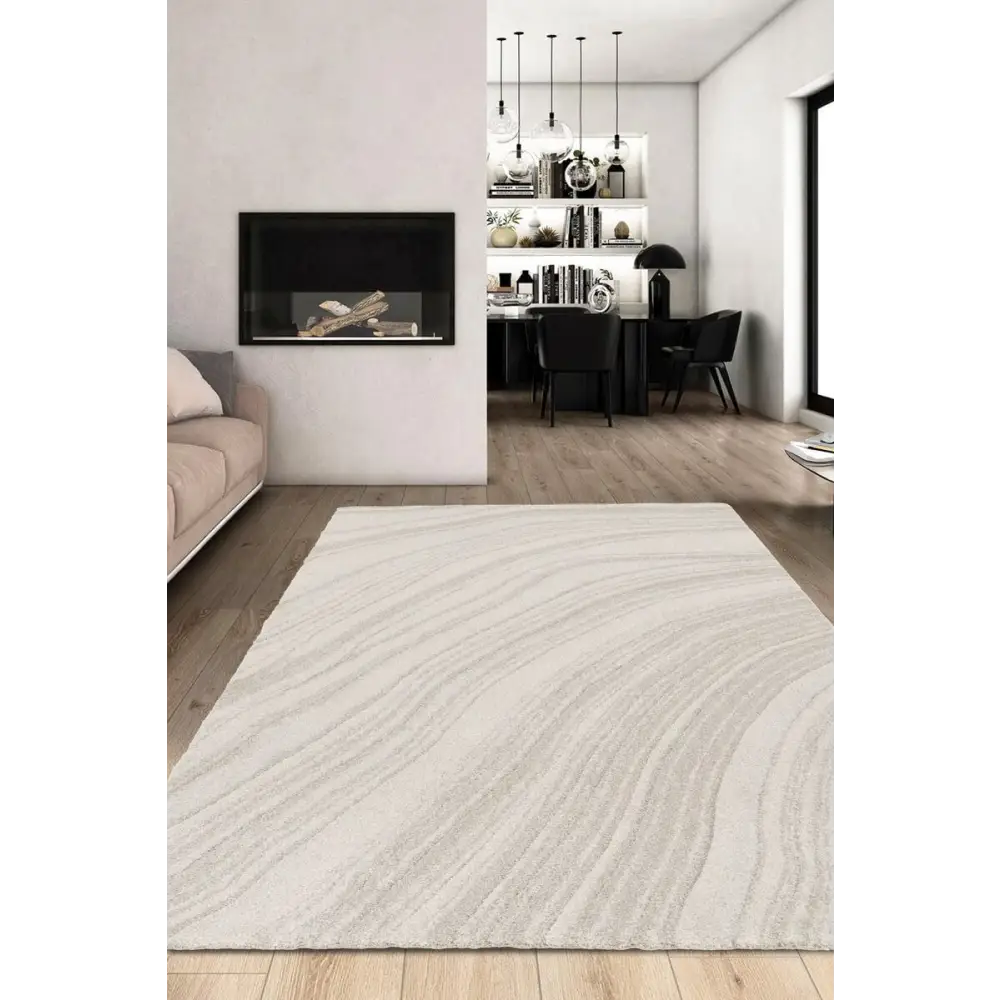 Pure Cream Rug – Soft 3D Texture Abstract Design - Rugs