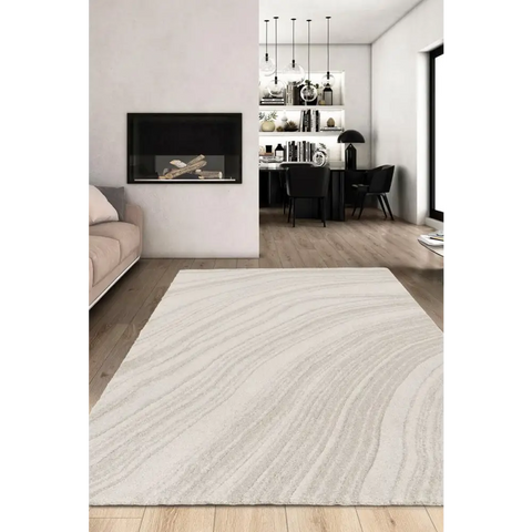 Pure Cream Rug – Soft 3D Texture Abstract Design - Rugs
