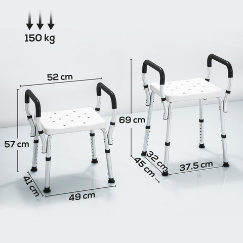 HOMCOM 57-69cm Aluminium Frame Bath Seat