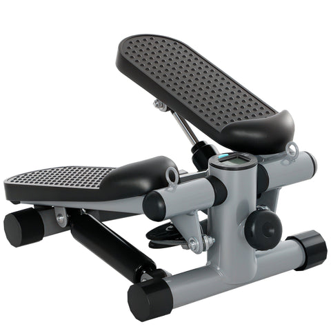 SPORTNOW Mini Stepper, Compact Step Machine Exerciser for Home Workouts, with Resistance Bands, LCD Monitor, Non-Slip Pedals