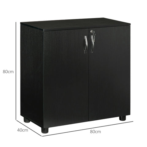 Vinsetto Two-Tier Locking Office Storage Cabinet - Black