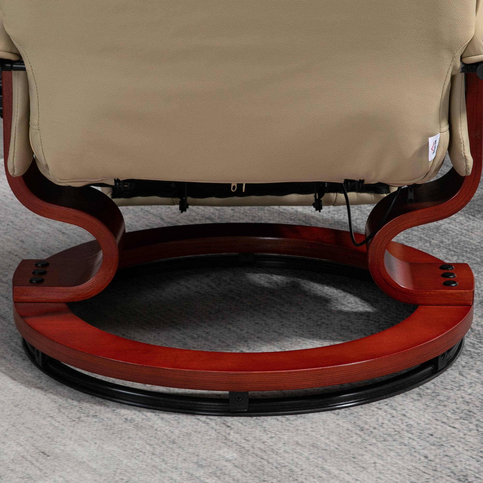 HOMCOM Faux Leather Armchair, with 145\'c2\'b0 Reclining Back and Footrest - Cream