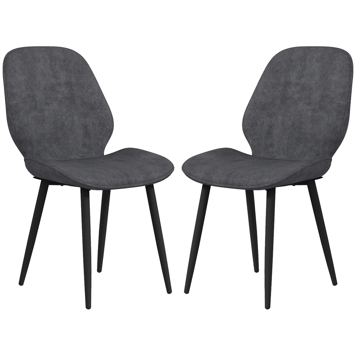 HOMCOM Velvet Dining Chairs, Set of 2 Dining Room Chairs with Metal Legs for Living Room, Dining Room, Grey