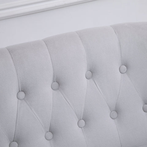 HOMCOM Loveseat with Wood Frame, Compact 2 Seater Sofa, Button Tufted Chaise Lounger with Carved Legs, Vintage Design for Bedroom Living room, Grey