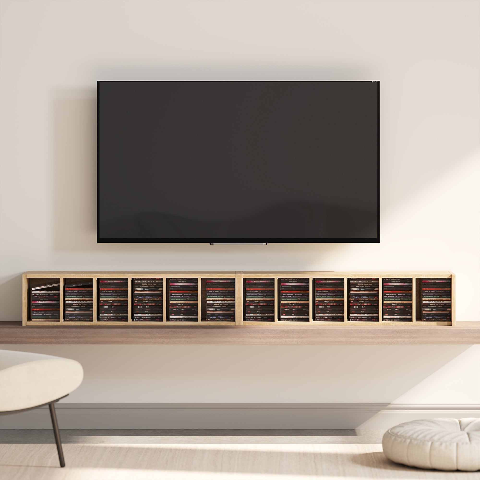 HOMCOM Set of 2 CD Media Display Shelf Unit Tower Rack with Adjustable Shelves, Oak