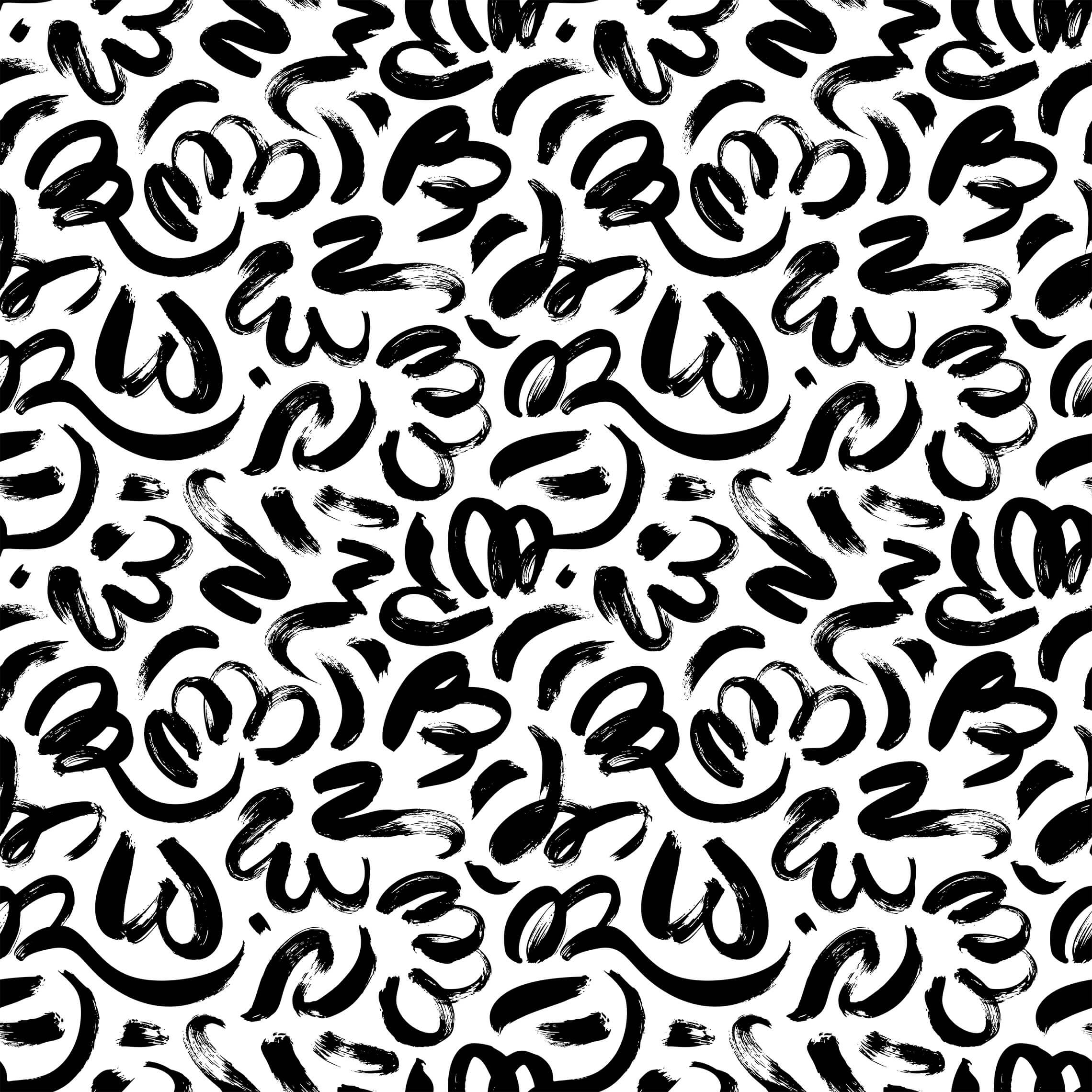 Quake brushstroke wallpaper with black abstract brushstroke pattern on white background for stylish walls