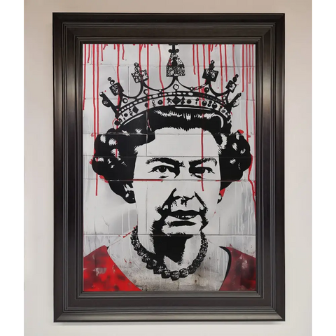 Queen Elizabeth Graffiti Red Blood Framed Poster - A1 (59.4 x 84.1 cm) / Matt Black - Framed Print
