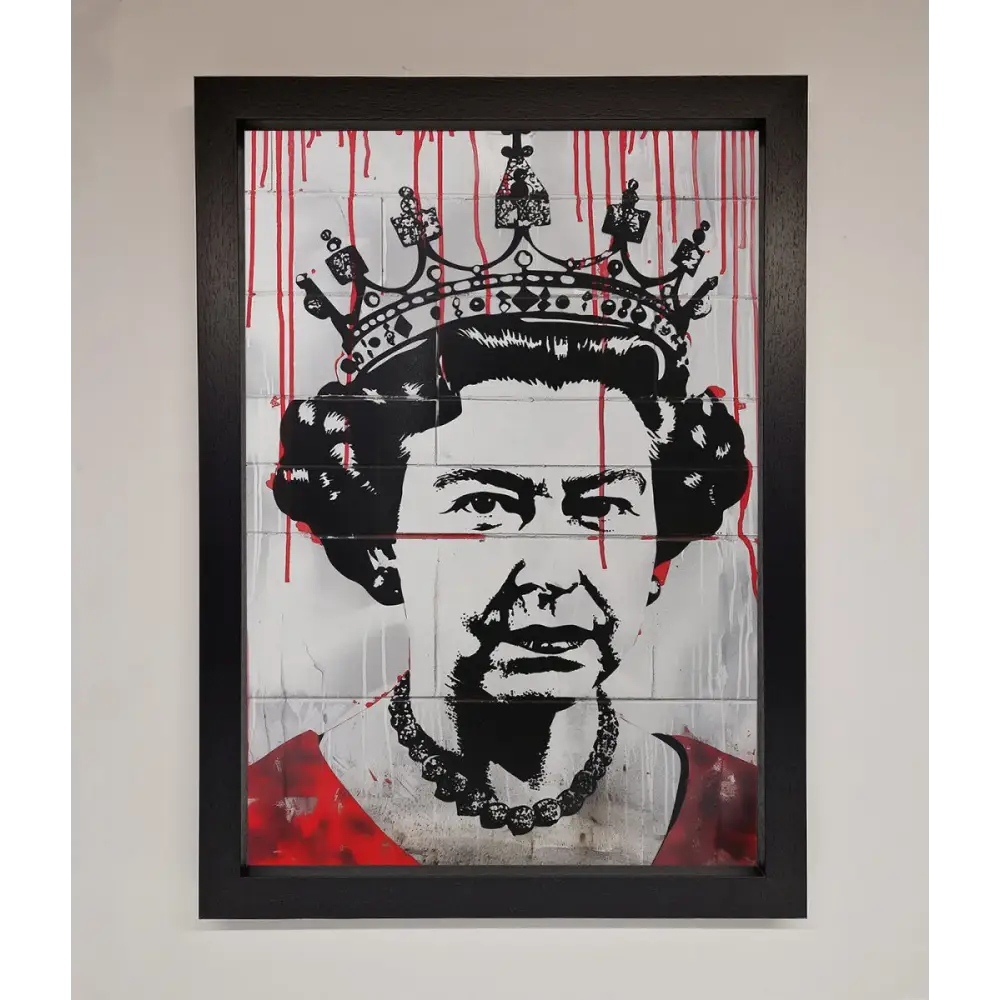 Queen Elizabeth Graffiti Red Blood Framed Poster - A3 (29.7 x 42 cm) / Black - Framed Print