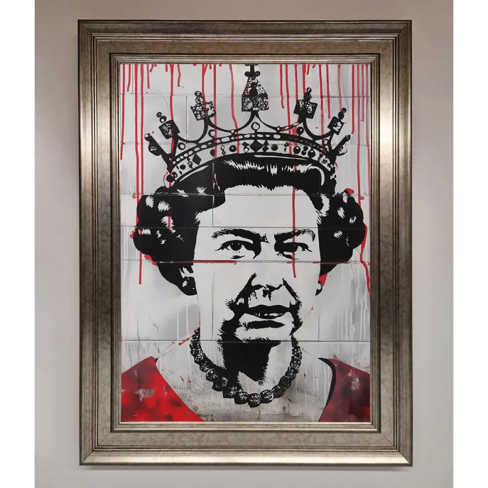 Queen Elizabeth Graffiti Red Blood Framed Poster - A3 (29.7 x 42 cm) / Silver - Framed Print