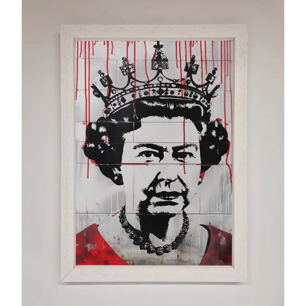 Queen Elizabeth Graffiti Red Blood Framed Poster - A3 (29.7 x 42 cm) / White - Framed Print
