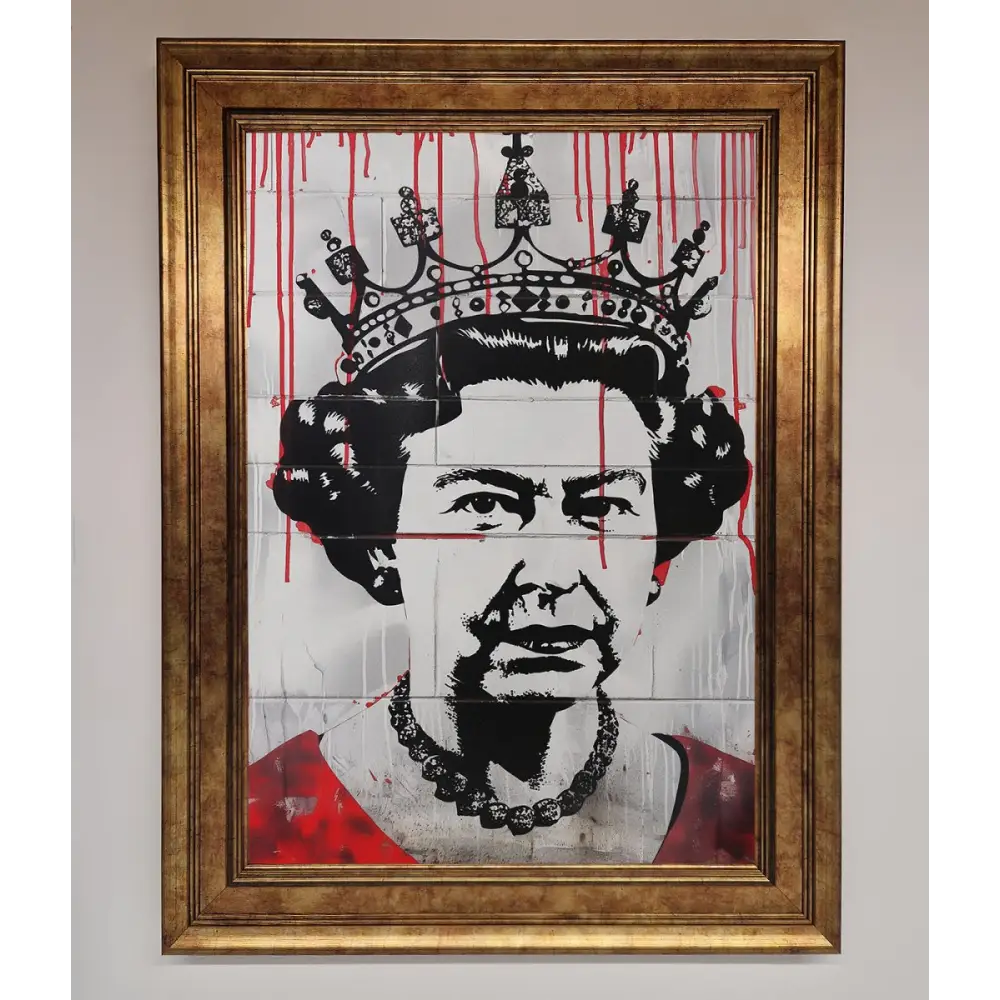 Queen Elizabeth Graffiti Red Blood Framed Poster - B0 (100 x 141 cm) / Bronze - Framed Print