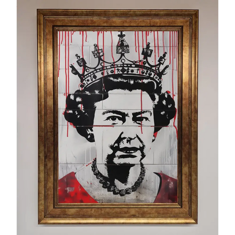 Queen Elizabeth Graffiti Red Blood Framed Poster - B0 (100 x 141 cm) / Bronze - Framed Print